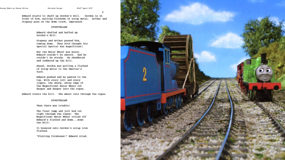 Tangent_Thomas's tweet photo. Scripts from the 10th and 12th seasons of ‘Thomas and Friends’

The scripts from Season 10 are post production transcripts and the Season 12 scripts are from production. 

‘Splish Splash Splosh’ was originally scripted for Season 12.

https://t.co/xERGldVHDD https://t.co/tDbIr9hUjX