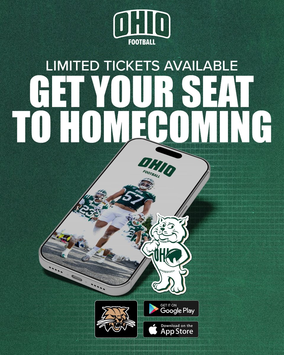 OhioFootball's tweet photo. Limited tickets left‼️ Buy online and download your tickets before kickoff. #OUohyeah

🎟️ https://t.co/3sHGsBg8Pu https://t.co/QPJmD3nZV6
