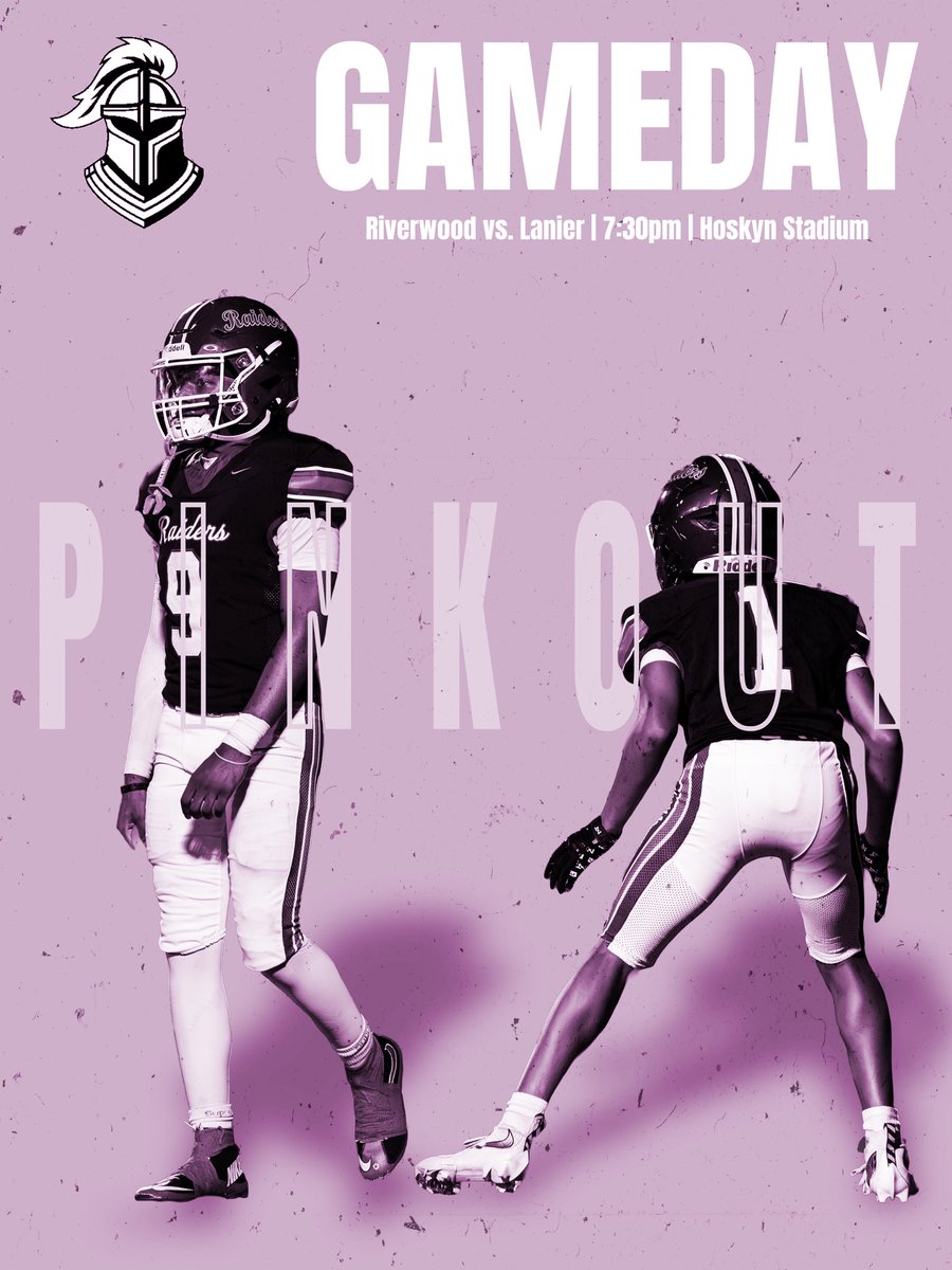 RICSFootball's tweet photo. SENIOR NIGHT. PINK OUT. GAMEDAY.
One last ride at Hoskyn for our Seniors. It’s bigger than football — it’s legacy.
Riverwood vs. Lanier | 7:30pm | Hoskyn Stadium
Wear PINK. Be LOUD. Pack The House.
 #SeniorNight #PinkOut #FIGHT https://t.co/j5AlytxSe5