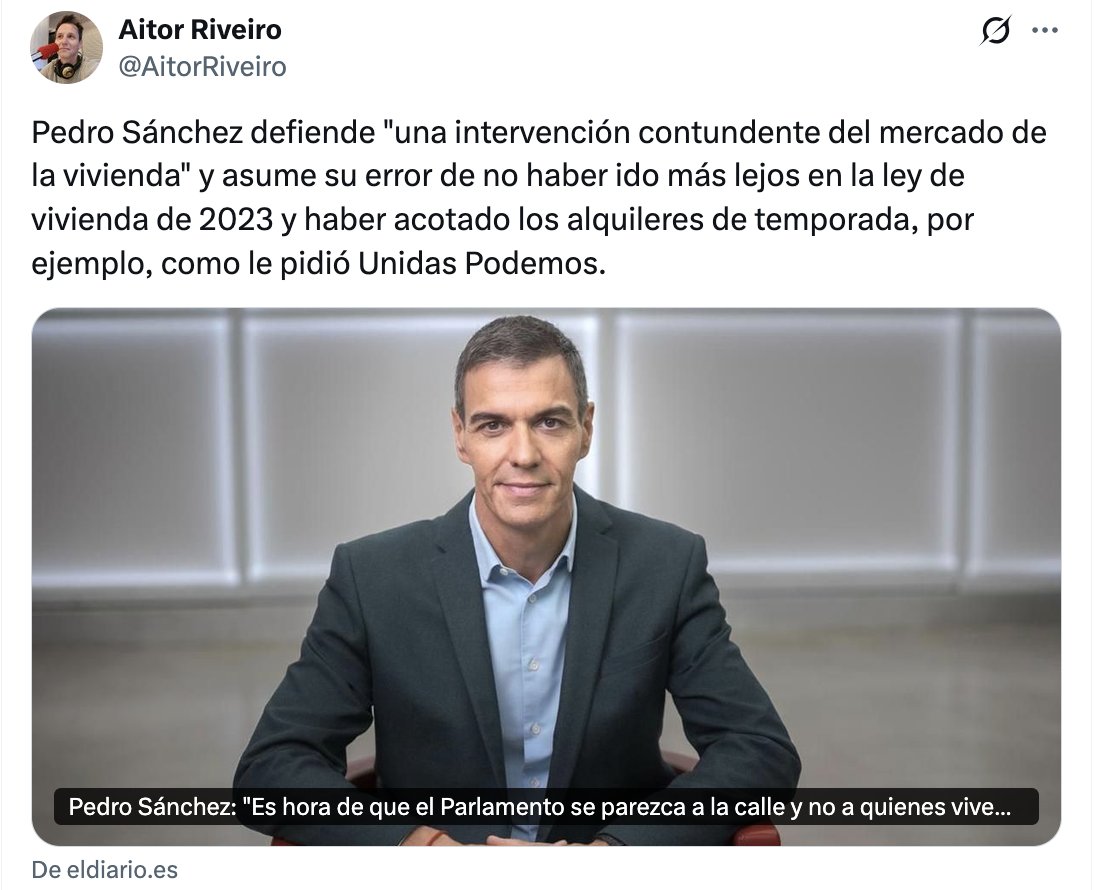 MonederoJC's tweet photo. La costumbre de @sanchezcastejon, formado como economista neoliberal en el @PSOE, de soplar en elecciones y sorber en el gobierno no debe engañar a la izquierda. Para el PSOE, la vivienda siempre ha sido un bien de mercado. Se arrepiente ahora mientras que no dejaba de negociar con Blackrock y prometía inmunidad a los fondos buitre. No va a ser el PSOE el que garantice avances en la vivienda. Y cuidado: el PP y VOX dejarán los regalos de Ana Botella y familia a los buitres en miguitas para los pájaros.
