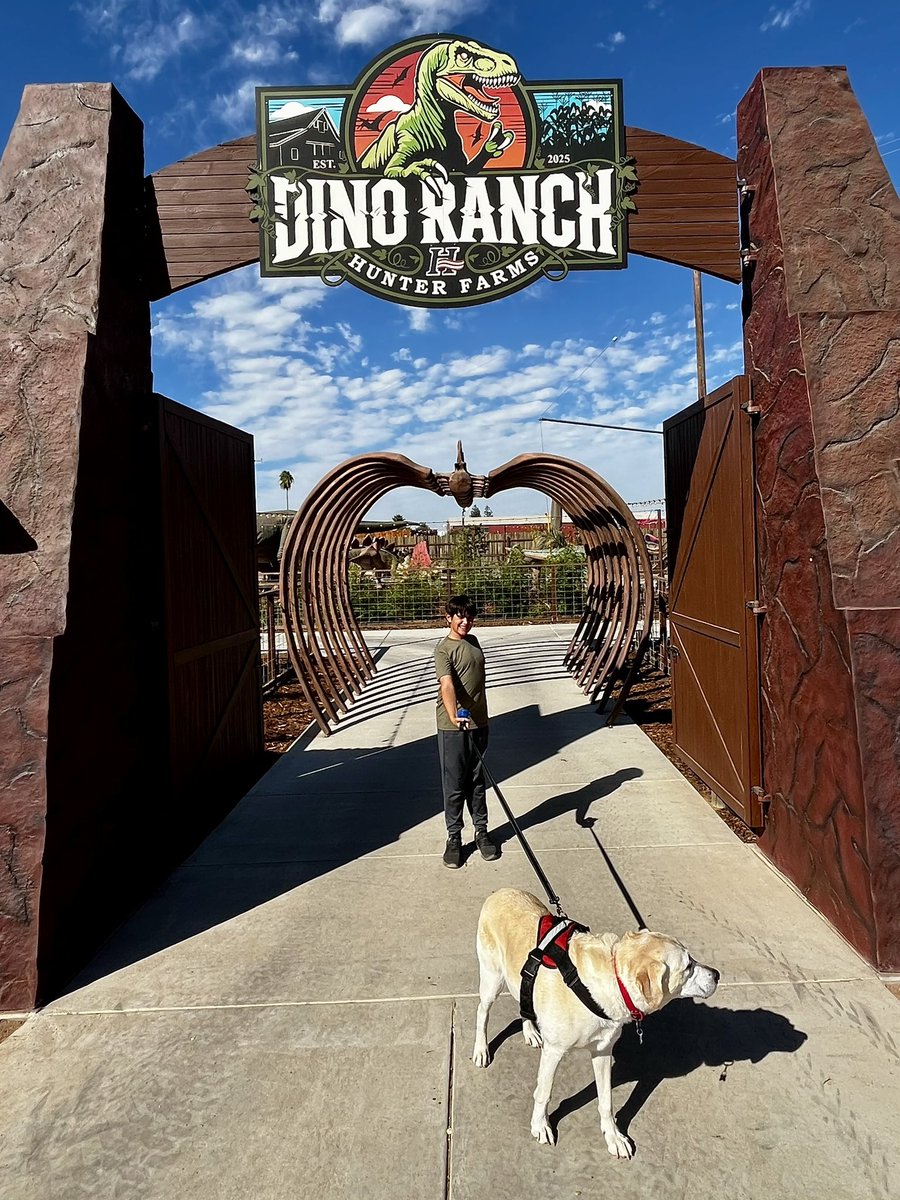 Luccrazy's tweet photo. #JackAttack and Biscuit had a blast at the Pumpkin Pooch day at Hunter Farms Pumpkin Patch. They even let dogs on the hayrides, and Jack loved all the dinosaur stuff. https://t.co/DGBl8TOeC4
