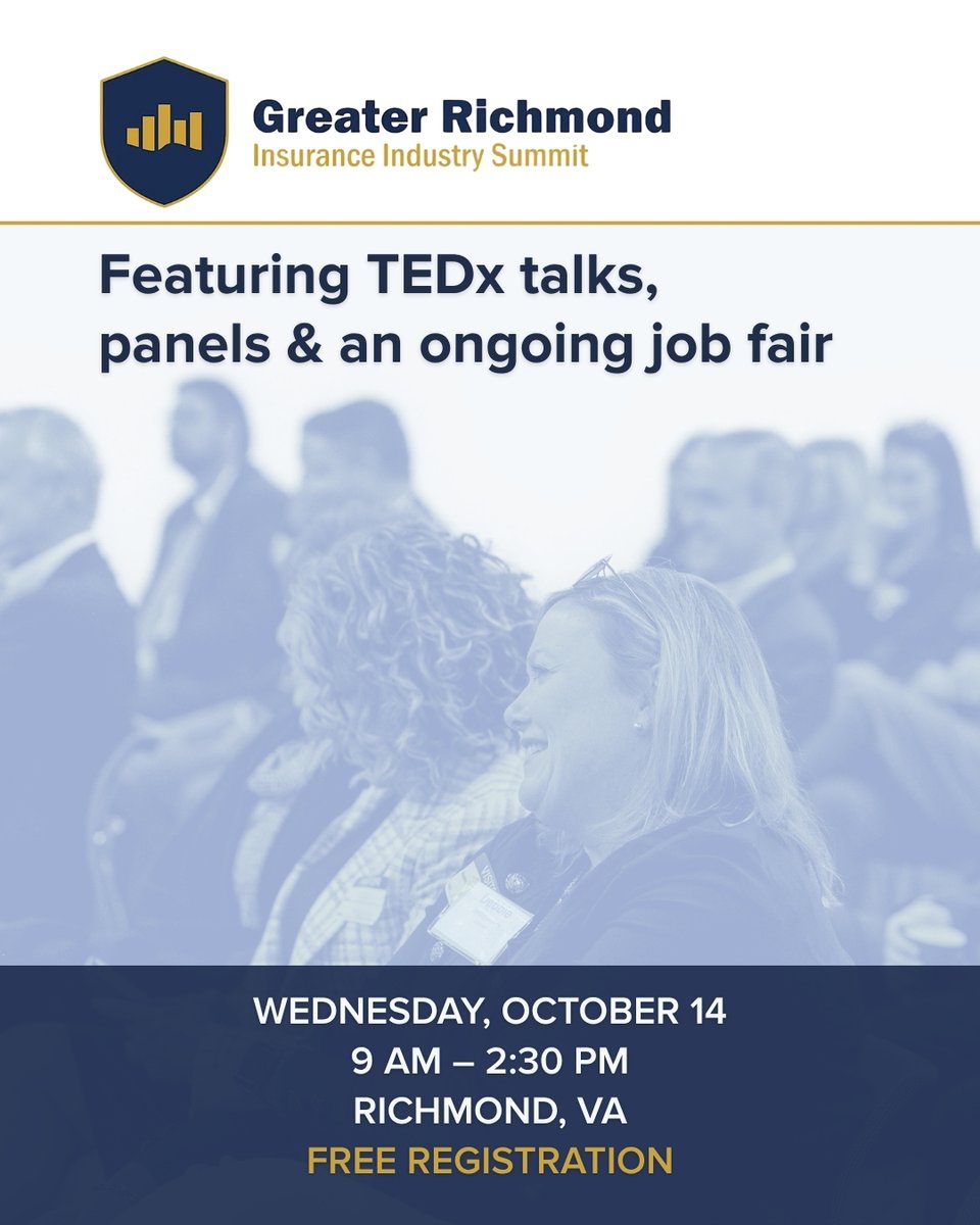 grpva's tweet photo. Your next career move could start in Greater Richmond's insurance industry. Join us Oct. 14 for the Insurance Industry Summit. Meet employers who are hiring and bring your resume. https://t.co/PcjPRDXkIe #RVA https://t.co/AE9uQHvv0H