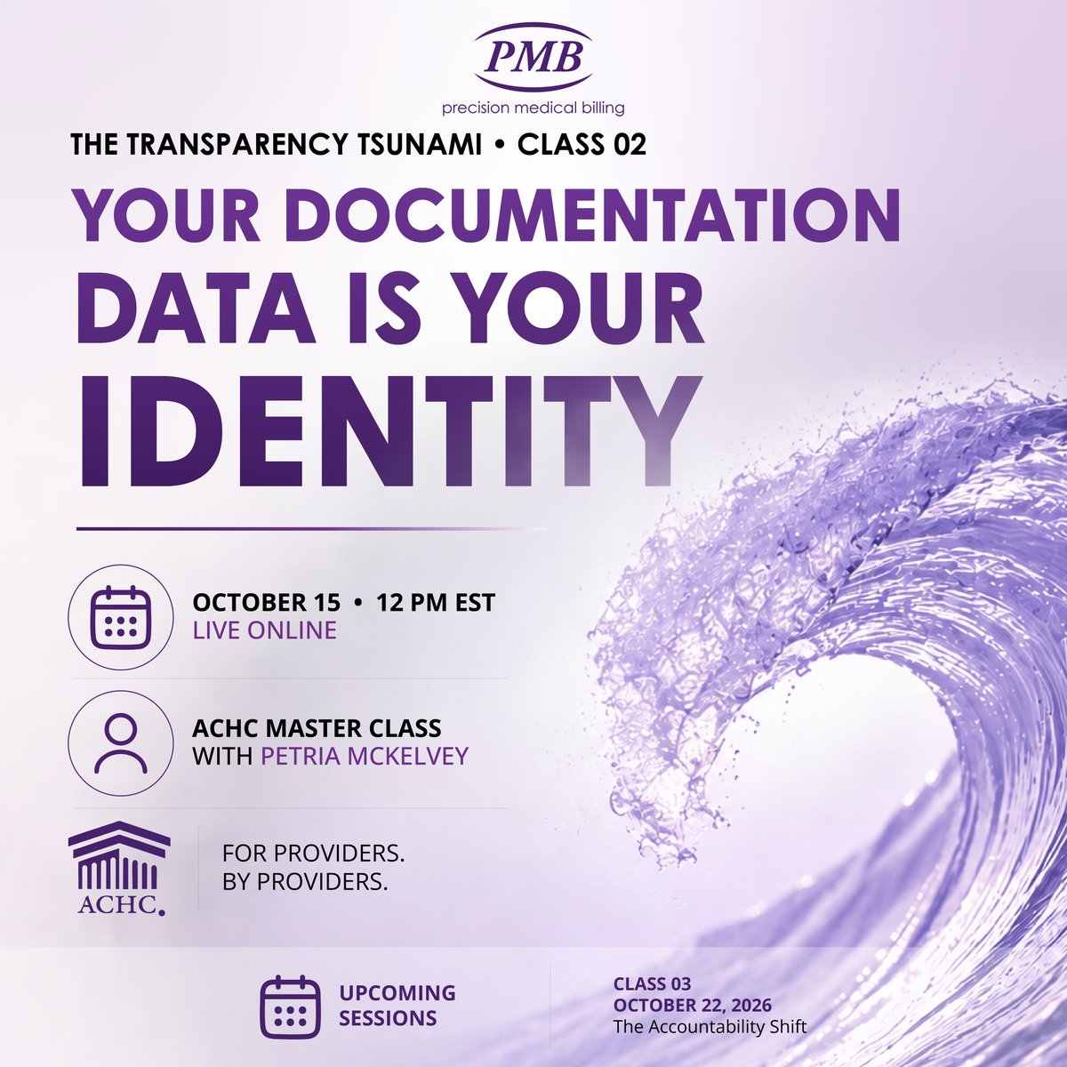 precisionMB's tweet photo. Documentation impacts compliance, reimbursement, and outcomes.

Join Petria McKelvey for Class 2 of The Transparency Tsunami.

📅 Oct 15 | 12 PM EST | Live Online

https://t.co/YbQQDhv4mO

#HomeHealth #RCM #PMB #HomeHealth #Hospice https://t.co/11G8MbXxPm