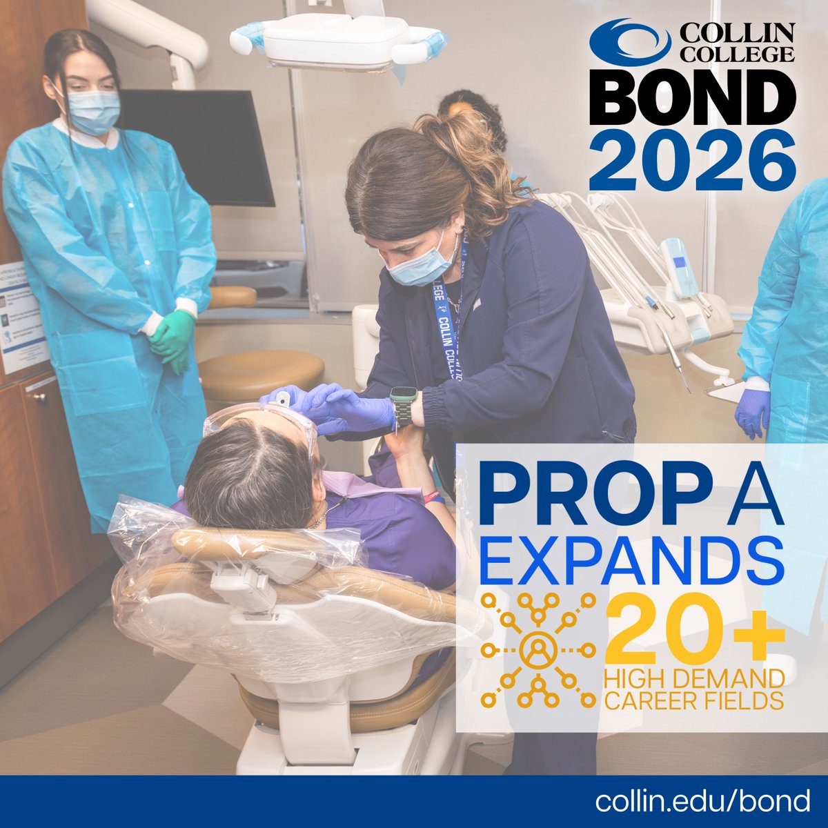 collincollege's tweet photo. Several Collin College campuses lack space to accommodate demand for CTE and academic programs. Prop A could expand facilities and campuses to increase capacity in 20 CTE pathways in high-demand fields.

Learn more about Bond 2026: https://t.co/XQrIYNTty2 https://t.co/gpvrPSpRrU