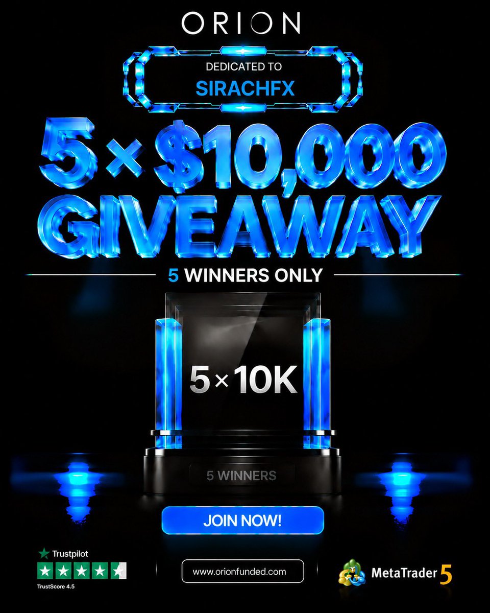 sirachfx's tweet photo. 🚀🔥 $50K ORION FUNDED GIVEAWAY! 🔥

5 winners will receive $10K funded accounts EACH! 🏆

HOW TO ENTER:

✅ Follow @OrionAffiliates
✅ Follow @orionfundedcom
✅ Follow @Sirachtrades 
❤️ Like + Repost

💬 Comment “ DONE ✅ 

Good luck,🏆

#OrionFunded #SIRACHFX #Giveaway https://t.co/y40sSnIlje