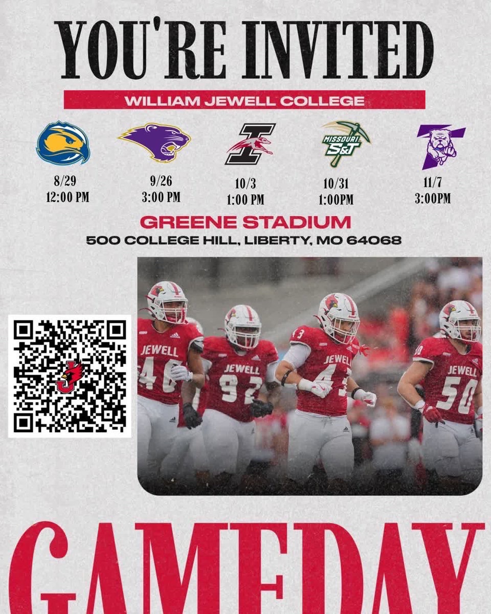 PQuarles10's tweet photo. Thank you @CoachFaub for the Game Day invite! Looking forward to meeting the coaches and checking out         @JewellFootball!

@coachmac13  @Coach_BGordon 
@coach_eilers https://t.co/sBYcZk9J87