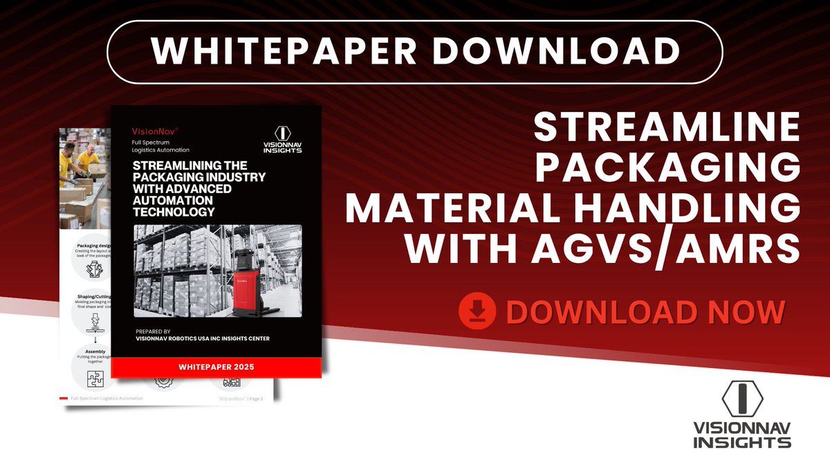 VisionNavbot's tweet photo. From production lines to finished goods, packaging operations depend on efficient, reliable material flow. 📦

📘 Download our Guide to Automating Packaging Operations: https://t.co/jR4jkv3qjZ

🎥 See more real-world automation case studies on our YouTube channel: https://t.co/yGhsrY3WO4

#PackagingAutomation #AutonomousForklifts #MaterialHandling #WarehouseAutomation