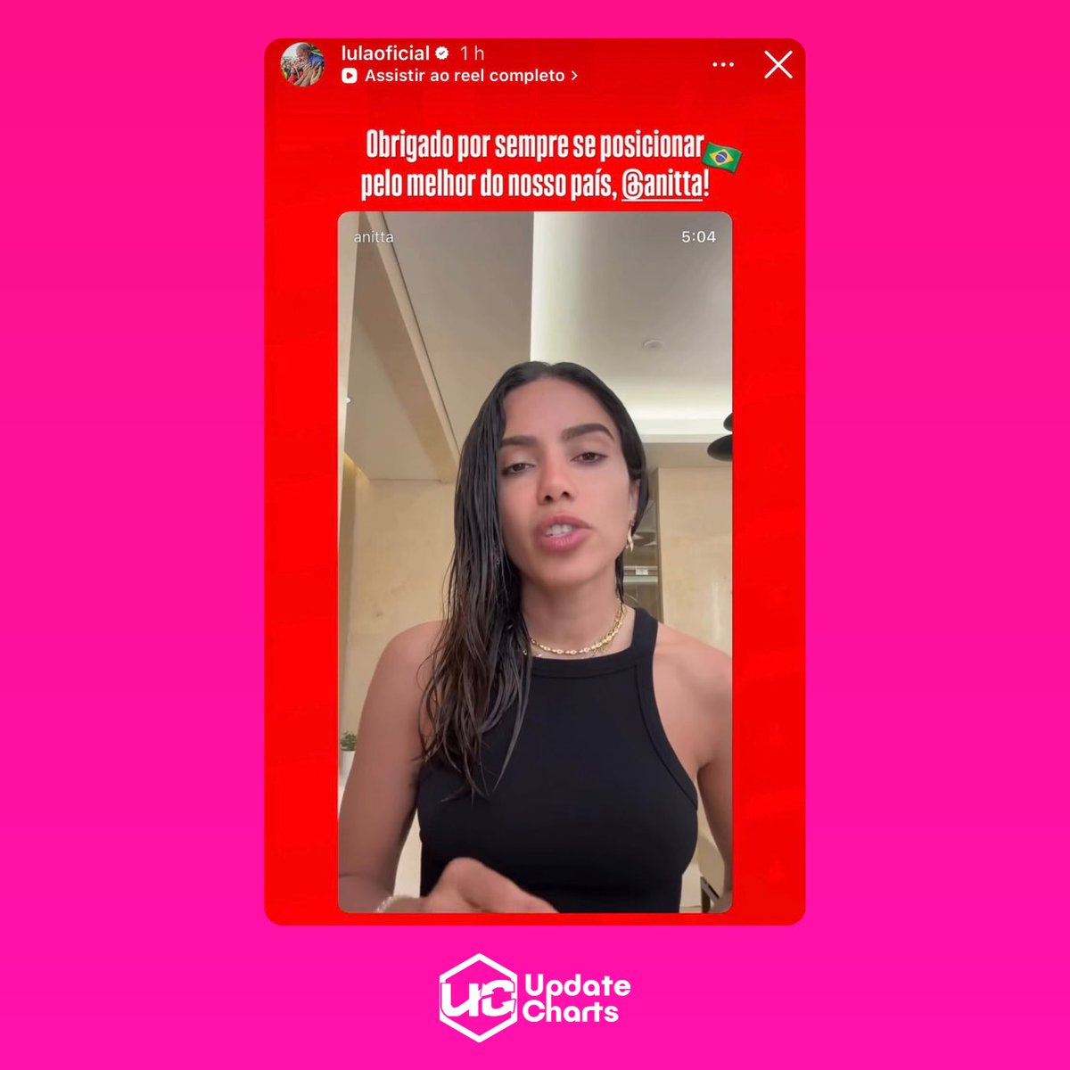 updatecharts's tweet photo. O presidente Lula agradece a Anitta pelo posicionamento:

“Obrigado por sempre se posicionar pelo melhor do nosso país, Anitta!” https://t.co/ggrOdJTDw6