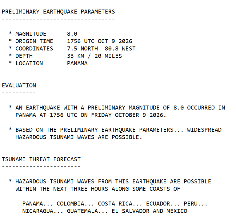 BNODesk's tweet photo. UPDATE: Pacific Tsunami Warning Center issues tsunami alert for Panama, Colombia, Costa Rica, Ecuador, Peru, Nicaragua, Guatemala, El Salvador and Mexico https://t.co/uKJ1ugG5xn
