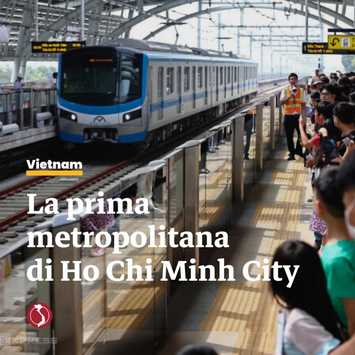Luan24N's tweet photo. Ho Chi Minh City inaugura la sua prima metro: 19, 7 km, 14 fermate e un mese gratuito. Una svolta per la mobilità in una città dominata da 8 milioni di motociclette. https://t.co/WBrvJgwtks