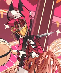 decoradoomed's tweet photo. oh the way alastor looks at lucifer in merch https://t.co/5NCMCt8XvQ
