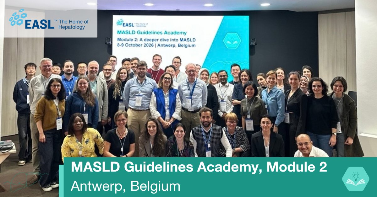 EASLnews's tweet photo. Module 2 of the EASL MASLD Guidelines Academy took place on 8-9 October in Antwerp, Belgium, taking participants on a deeper dive into MASLD.
Expert-led sessions explored MASLD pathophysiology and its links with cardiovascular disease. Clinical cases and interactive workshops also examined the role of liver biopsy and non-invasive tests in clinical practice.
#LiverTwitter #LiverX