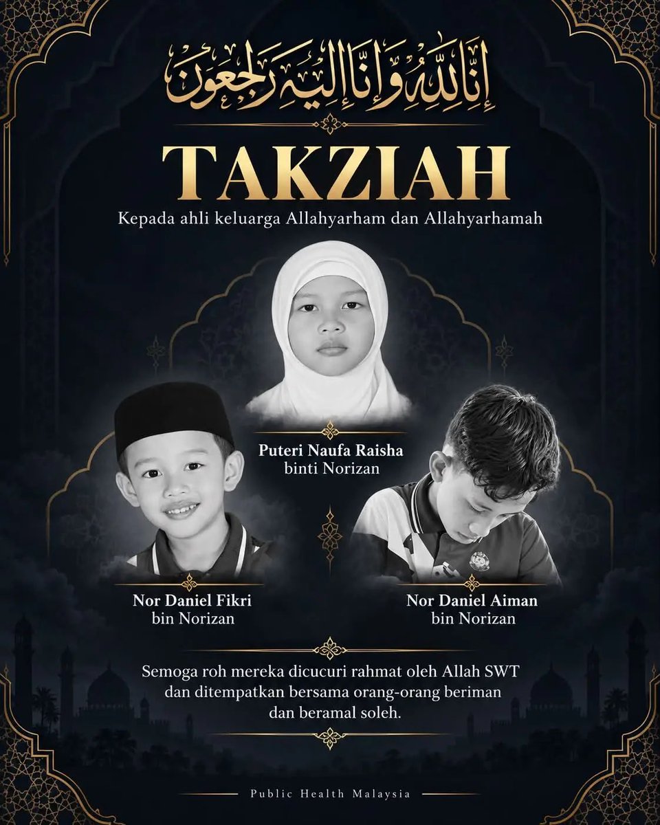 txtdrimedia's tweet photo. akibat jalan tertutup asap karhutla, 3 orang kakak beradik di Malaysia tewas  tabrakan dgn truk 

Nor Daniel Aiman (18) ngantar adiknya, Fikri (11) & Puteri (8) ke sekolah. sebenarnya udah ada pengumuman kalau sekolah libur krn asap karhutla

Fikri yg terkenal rajin & jarang absen minta tolong ke abangnya, Aiman agar ngantar ke sekolah untuk mastiin kalau sekolah beneran libur. Puteri adiknya minta ikut

sampai di sekolah ternyata beneran libur, akhirnya mereka pulang. diperjalanan motor mereka tabrakan dgn truk akibat pandangan terhalang asap

ke 3 kakak beradik itu ditemukan kakeknya tergelak di jalan dalam kondisi meninggal dunia 🥲🥀