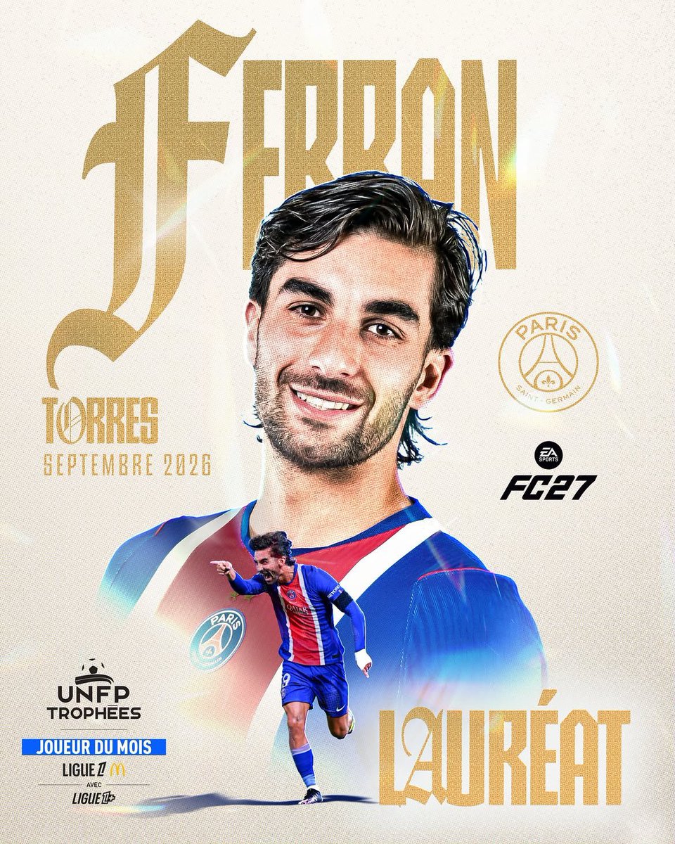 torresletters's tweet photo. Ferran won the UNFP trophy for Ligue 1 player of the month for September, so proud of you prince, we love you so much 😭❤️‍🩹 https://t.co/2GctCQ8ONl