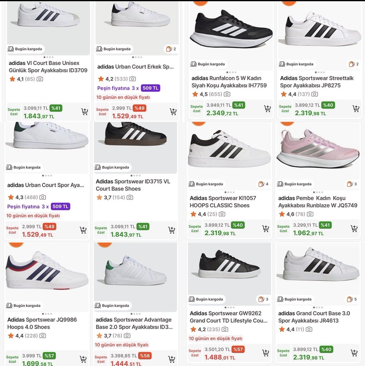 Frsatlgunler's tweet photo. Adidas da şov fiyatlar başladııı 🔥 😱 satıcı Hepsiburada orijinal %50 indirime ek 1000₺’ye kadar düştü AVM’DE 3 KATII KOŞUNN LİNKTE BU GÜNE ÖZEL 😳👇🏻👇🏻

https://t.co/z6t0BLILvJ https://t.co/QhSgqrLpNU