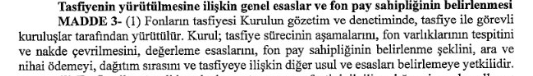 kursadbucak's tweet photo. Kanun, kurula her türlü yetkiyi veriyor. Kurul hangi fonda nasıl bir tasarrufta bulunacağını kanunun bu maddesine dayanarak alacak. 

Burada SPK duyurunun son paragrafında tasfiyeye girmiş veya fiyatı açıklanmayanlar fonlar için "verilen emrin ne zaman verildiğinin önemi yok" dediğimde A6 hükmü kapsamında yazıyor kör müsün? diyenlere selam olsun. :)

Kurul fon paydaşlarının menfaatini gözetecek şekilde en yüksek ekonomik değerin elde edilebilmesi için süper yetkilerle donatılmış bir karar mercii haline getiriliyor. 

Kafanızı PBLK, emir veremedim 16 Eylül 13:30 öncesi sonrası ile artık karıştırmayın. Kanun çıktıktan sonra kurul fon bazında ne derse o olacak...