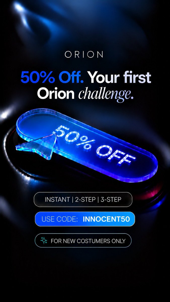 Innocentrolex's tweet photo. 🚀 BIG NEWS! I’M OFFICIALLY PARTNERED WITH ORION FUNDED! 🚀

     $50,000 GIVEAWAY! 🔥

🎁 5 winners × $10,000 accounts
💰 $50K TOTAL IN ACCOUNTS

How to enter:
1️⃣ Follow @OrionAffiliates
2️⃣ Follow @orionfundedcom
3️⃣ Follow @Innocentrolex
4️⃣ Like & repost this post
5️⃣ Tag 2 traders below 👇

That’s it. Winners will be selected after the giveaway period. 🎯

And if you’re looking to start a challenge, use my exclusive code INNOCENT50 for 50% OFF your first Orion challenge! 🔥

Let’s make some noise! 🚀
Good luck everyone! 🏆