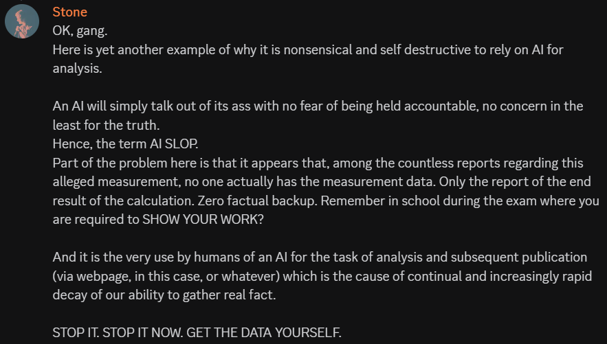 FEManOfStone's tweet photo. OK, gang.  Here is yet another example of why it is nonsensical and self destructive (not to mention completely lazy / lame) to rely on AI for analysis.
See the images for the rest of the explanation. https://t.co/pRdqAVeJYa