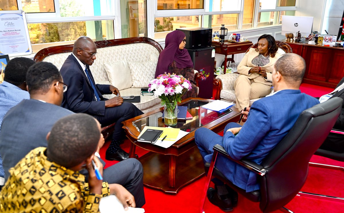 psmuthoni's tweet photo. We held a  meeting with a delegation from the Intergovernmental Authority on Development (IGAD), led by its Head of Mission to Kenya, Amb. (Dr.) Fatuma Adan, to discuss collaboration in strengthening Kenya’s Ebola preparedness and response.

The meeting underscored the importance of regional solidarity, shared responsibility and cross-border cooperation in addressing public health threats.

IGAD has demonstrated its commitment to regional solidarity by supporting Kenya’s Ebola preparedness and response efforts, reinforcing the need for countries in the region to work together in strengthening health security and protecting their populations.

I was joined by the Director General for Health Dr. Patrick Amoth.

@WHOAFRO