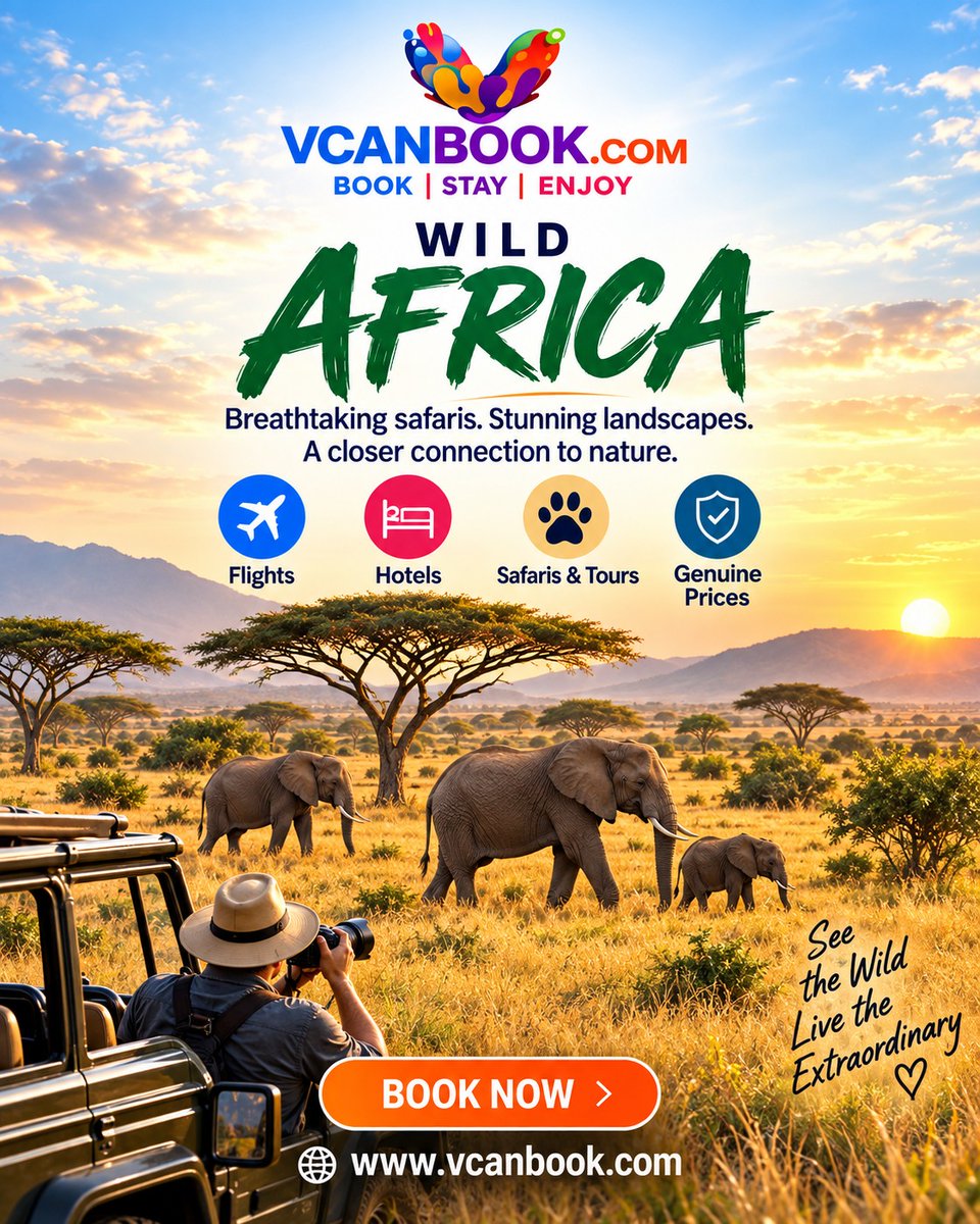 Jose19rojas's tweet photo. Experience Wild Africa: breathtaking safaris, incredible wildlife, and unforgettable landscapes. See the wild. Live the extraordinary. Flights, hotels, safaris, and tours at genuine prices. Plan your African adventure. https://t.co/wW9mYSCK5W
