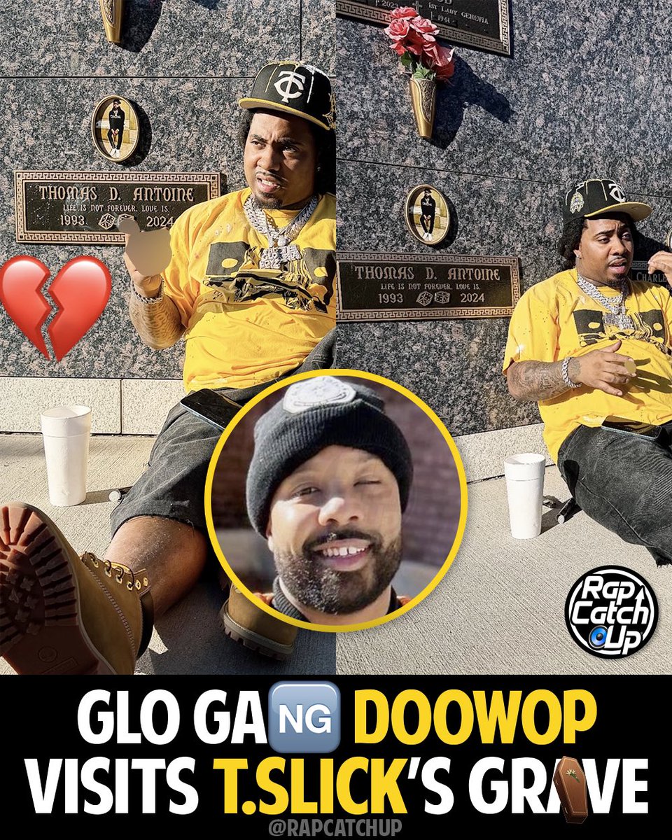 RapCatchUp's tweet photo. Glo Gang/NLMB #Doowop visits GBE #TSlick’s gravesite to pay his respects and shoot a new Music Video 🙏☀️🕊️ https://t.co/UVVCNRRFVs