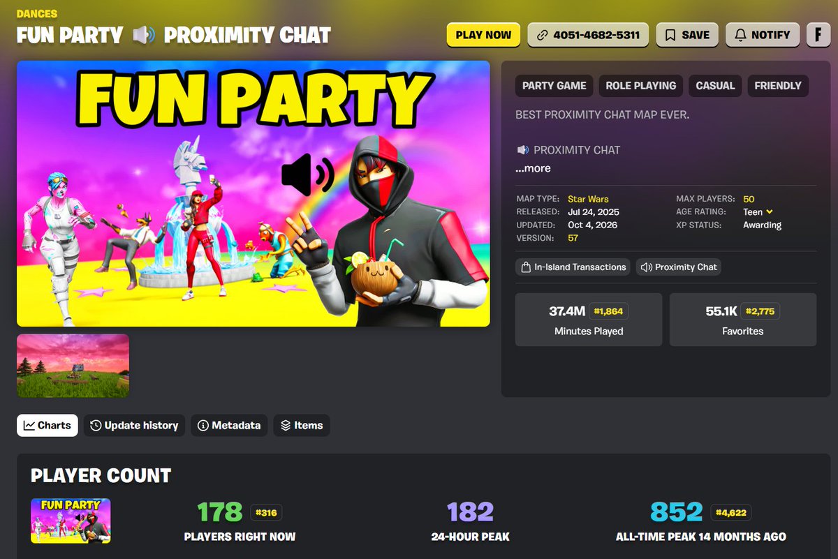 priavtfn's tweet photo. @FNCreate how does this map (4051-4682-5311) pass moderation? It attracts players by letting them use Fortnite skins and emotes they don't own. As far as I know, this violates the creator rules. How is this allowed? https://t.co/R7QbMDicMN