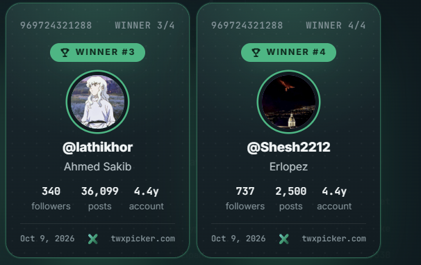 ExodiaSecret's tweet photo. Here is the list of winners 

Multiple rerolls had to be done, but we rolled it live on stream. Watch the VOD if you wanna see it. 

Congrats to the winners; make sure to open a ticket on my site. https://t.co/2VjAtVJLM5
