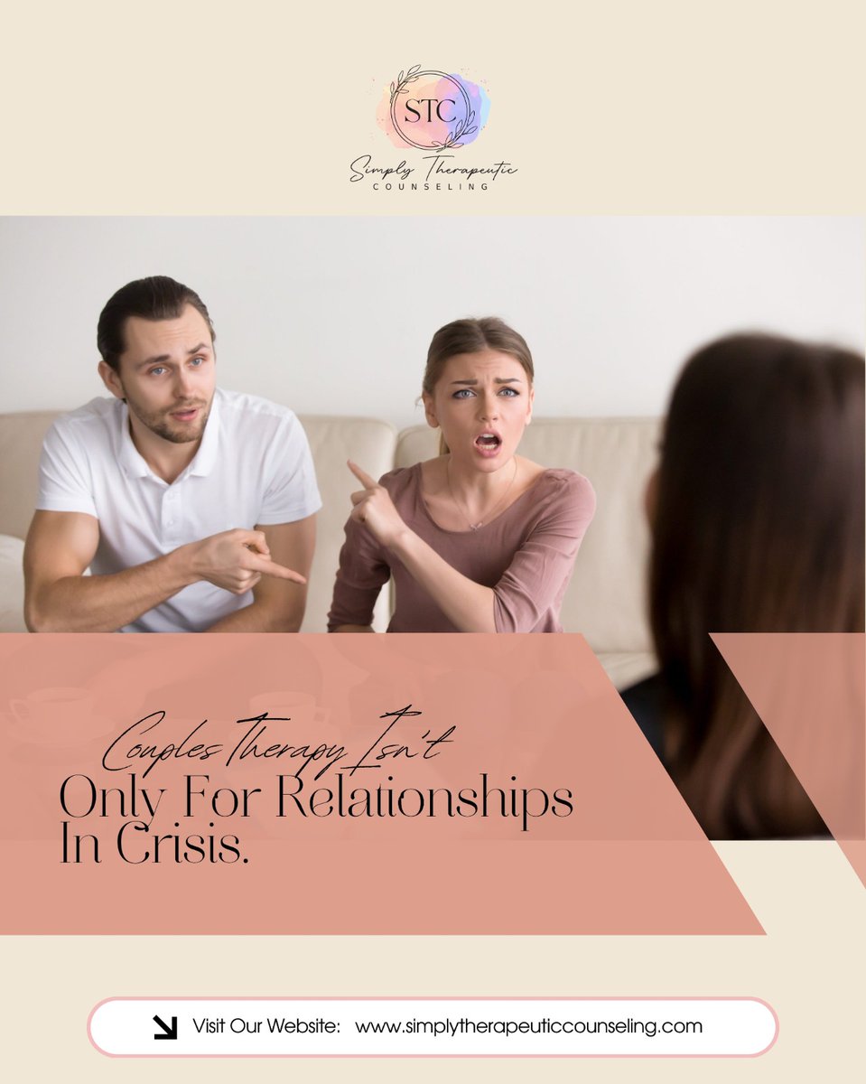 SimplyTherpeuti's tweet photo. You don’t have to wait until your relationship feels like it’s falling apart to seek support.

Couples therapy can provide space to work on communication, understand recurring conflicts, navigate changes.
.
https://t.co/z9GV1w29Jz 
📞 817-482-0537
.
#SimplyTherapeuticCounseling https://t.co/BNoGxDJng4