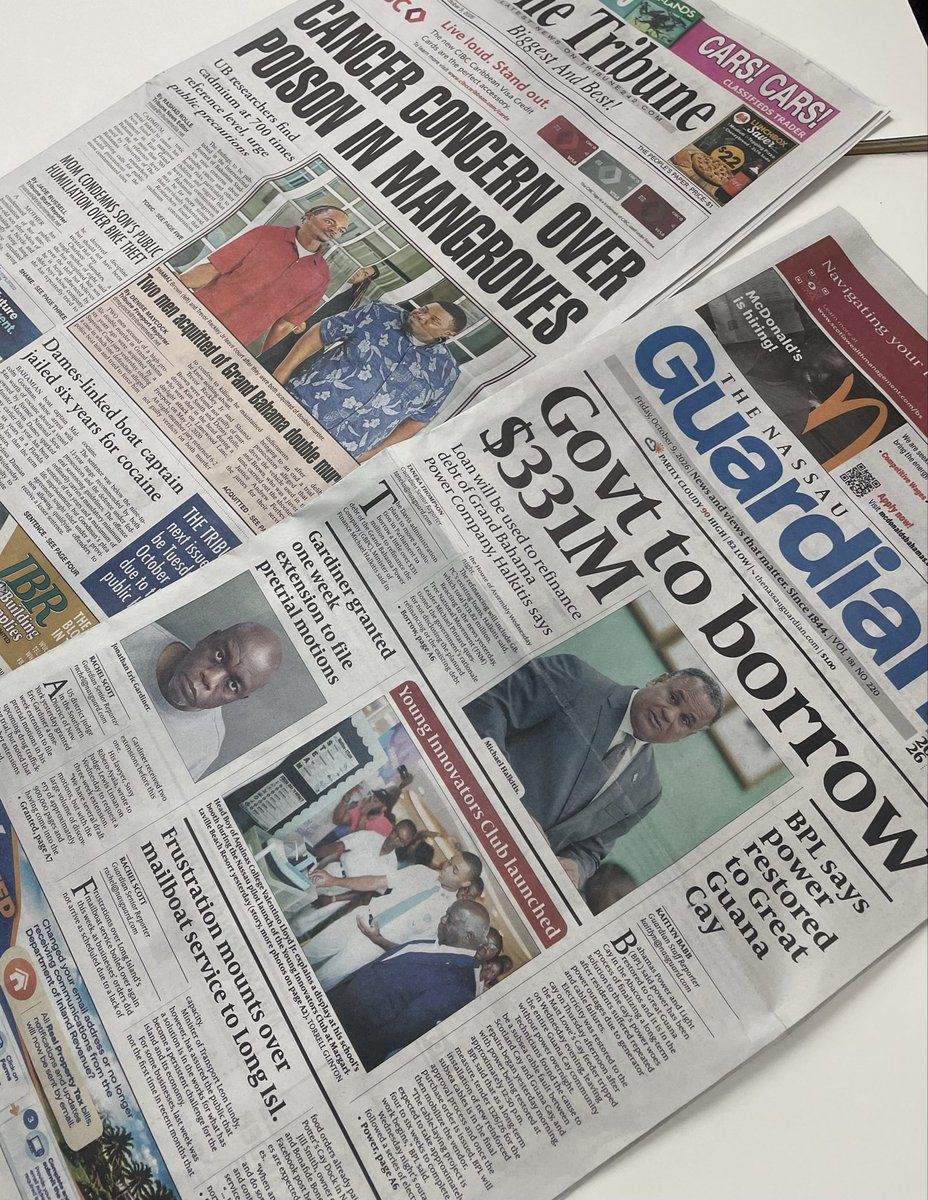MorningBlend969's tweet photo. #MorningBlend on @guardianradio96. “In The News”- Govt to borrow $331M to refinance debt of GBPC, Pintard accuses govt of misrepresenting power company deal; BPL: power restored on Great Guana Cay; frustration mounts over Long Is. mailboat service; man convicted of attempted rape https://t.co/Oy2D412CYa