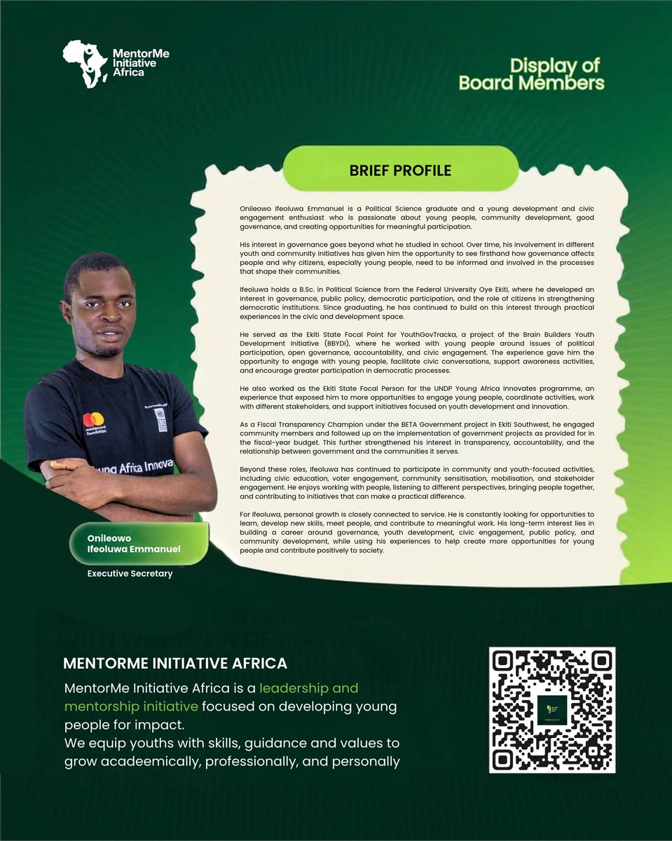 MMIAFRICA's tweet photo. MEET 𝐎𝐍𝐈𝐋𝐄𝐎𝐖𝐎 𝐈𝐅𝐄𝐎𝐋𝐔𝐖𝐀 𝐄𝐌𝐌𝐀𝐍𝐔𝐄𝐋
𝐄𝐗𝐄𝐂𝐔𝐓𝐈𝐕𝐄 𝐒𝐄𝐂𝐑𝐄𝐓𝐀𝐑𝐘

We are pleased to introduce 𝐎𝐧𝐢𝐥𝐞𝐨𝐰𝐨 𝐈𝐟𝐞𝐨𝐥𝐮𝐰𝐚 𝐄𝐦𝐦𝐚𝐧𝐮𝐞𝐥, who serves as our 𝐄𝐱𝐞𝐜𝐮𝐭𝐢𝐯𝐞 𝐒𝐞𝐜𝐫𝐞𝐭𝐚𝐫𝐲.

Mentoring Minds. Shaping Futures. https://t.co/WUisLwYu54