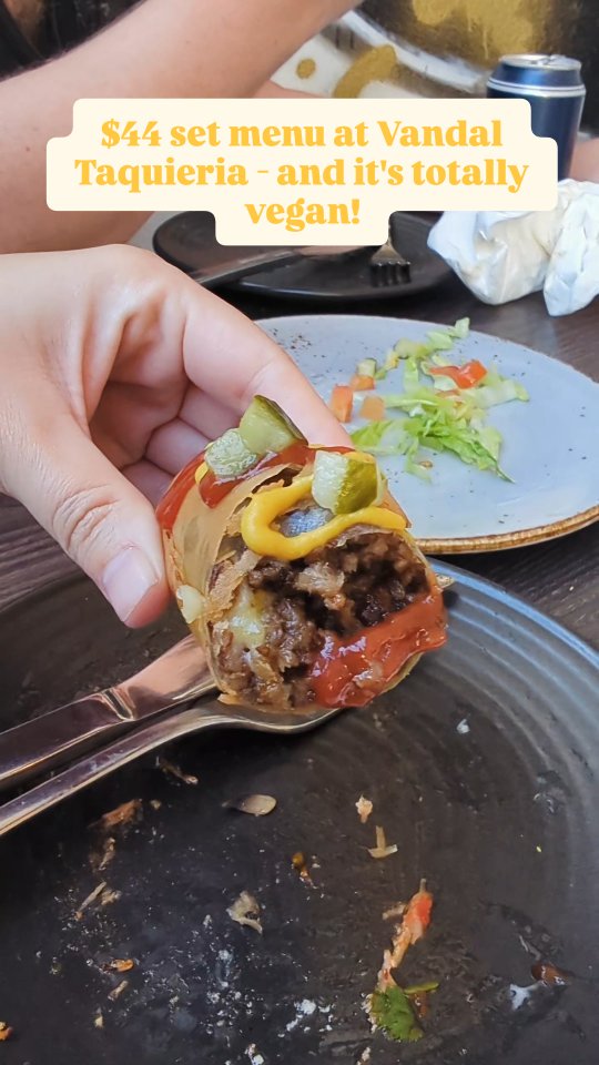 buuuuugraaa's tweet photo. Mexican where I can eat everything on the menu? Love u @vandal_sydney. The entire menu is plant-based, and the $44 six-course set is more than enough. Do not skip the incredible cheeseburger spring rolls. Fun, creative, tasty food and such a cool https://t.co/admt1CGCTO