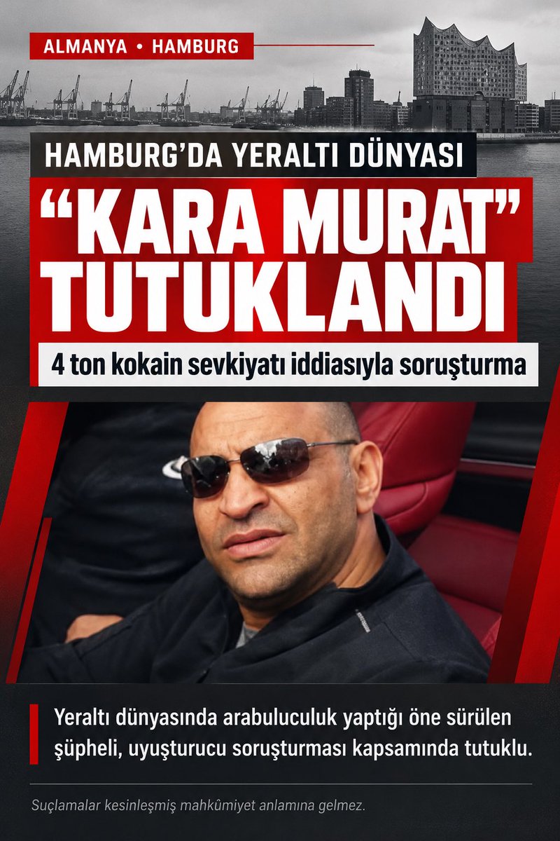 suheylakaplan1's tweet photo. Hamburg’da #HellsAngels motosiklet çetesi ile klan çevreleri arasındaki kanlı çatışmada taraflar arasında arabuluculuk yaptığı öne sürülen Kara Murat” lakaplı Yilmaz Murat C.Güney Amerika’dan Avrupa’ya yaklaşık 4 ton kokain getirilmesine yönelik soruşturma kapsamında tutuklandı https://t.co/MEJaRo7jZM