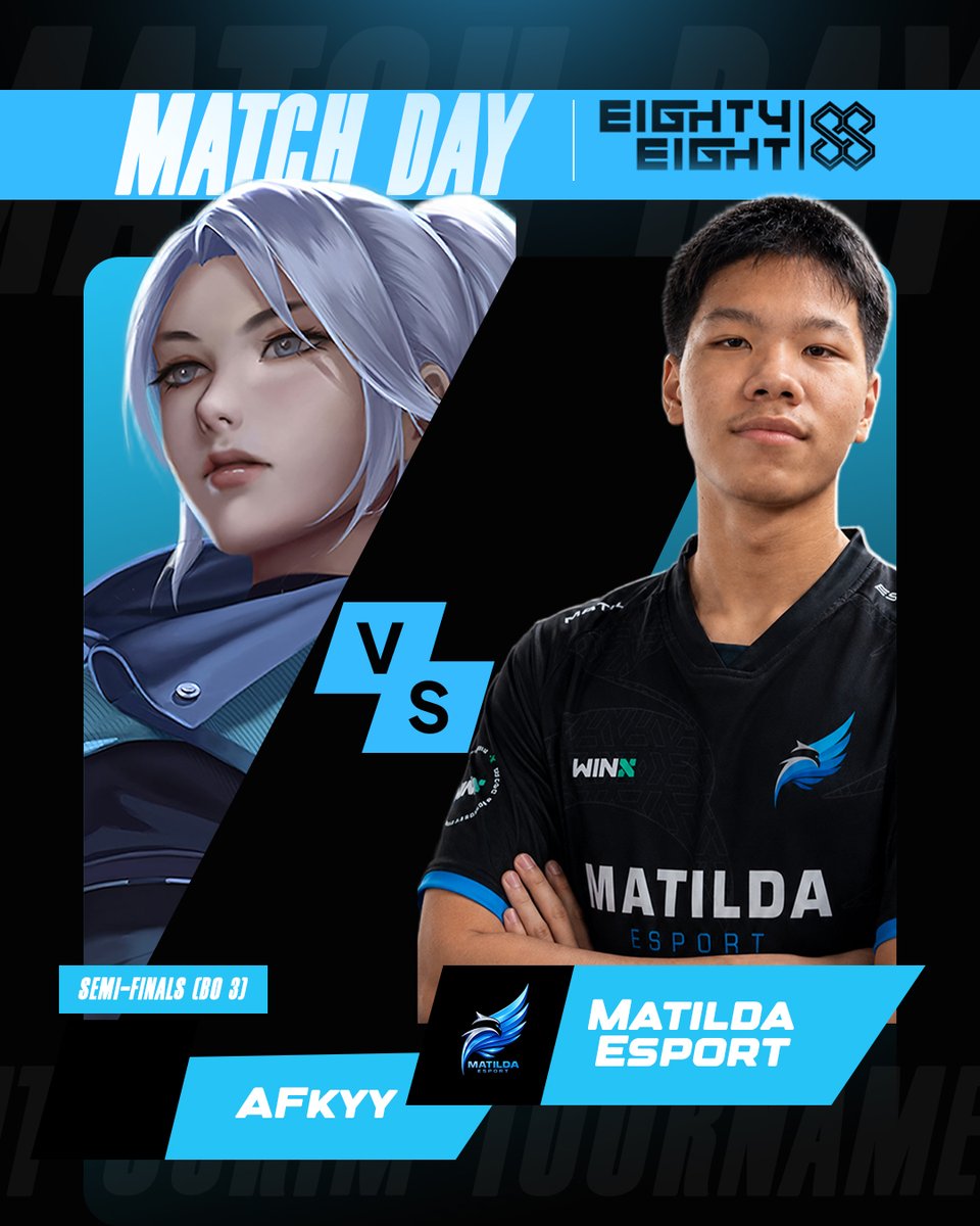 matildaesport's tweet photo. 🔥 MATCH DAY — SEMI-FINALS

MTD.VALORANT ลงสนามดวล AFKYY ในรอบ Semi-Finals (BO3) รายการ GPTH VALORANT SCRIM TOURNAMENT — OCTOBER WEEK 1 💙⚡

เป้าหมายเดียวคือคว้าชัยและผ่านเข้าสู่รอบชิงชนะเลิศ 🏆

ONE TEAM. ONE GOAL. ONE MORE VICTORY.

#MATILDAESPORT #EIGHTYEIGHTSPORT  #GPTH https://t.co/GwooWYP0nq
