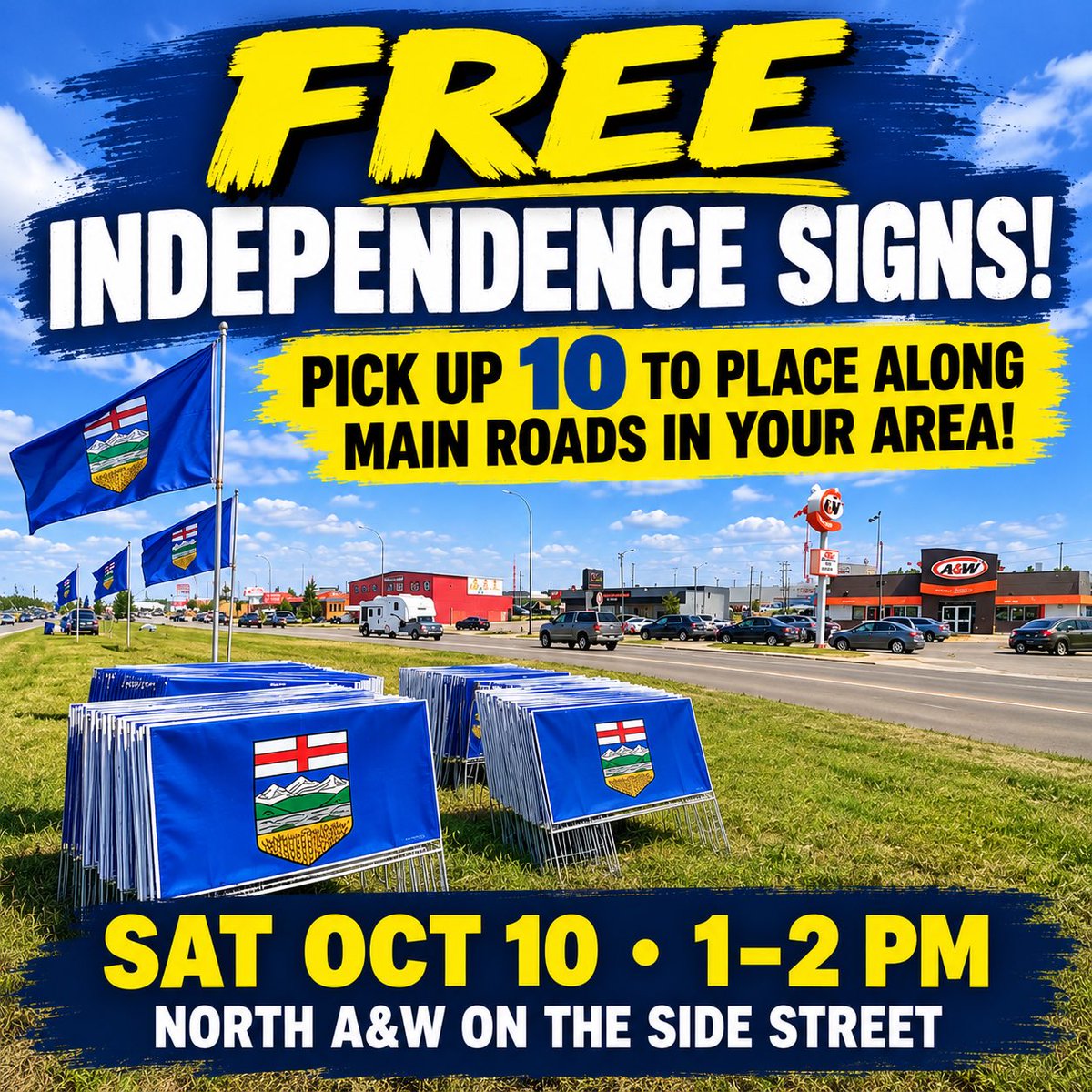 Jes_in_GP's tweet photo. Hey #GP, come get your free signs to place along main roads. Help spread the positive message for change! 

Nothing changes, if nothing changes. 
#AlbertaIndependence https://t.co/1d6LkUuhe2