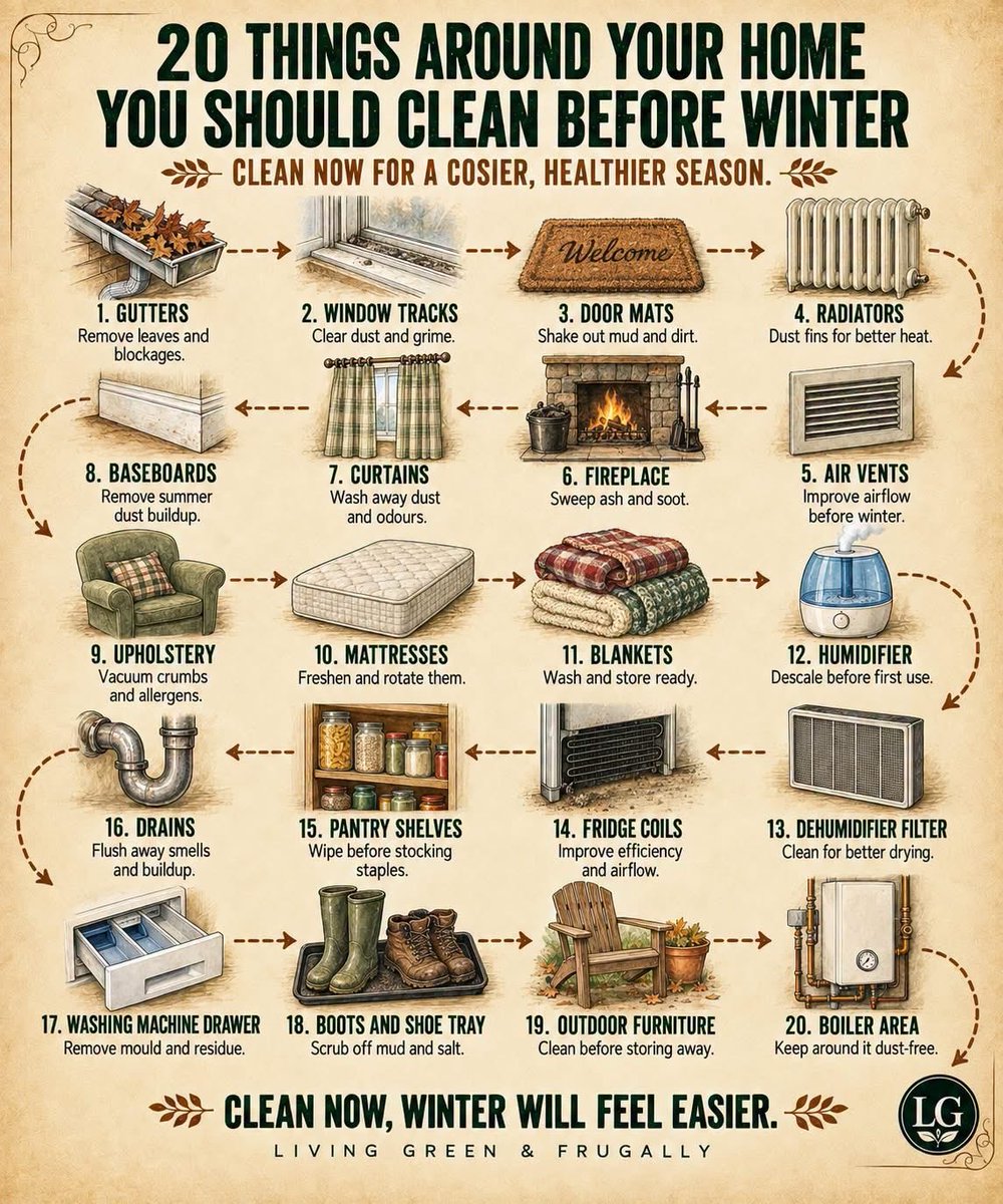 LFrugally's tweet photo. 20 Things Around Your Home You Should Clean Before Winter https://t.co/igpnwFrmUC