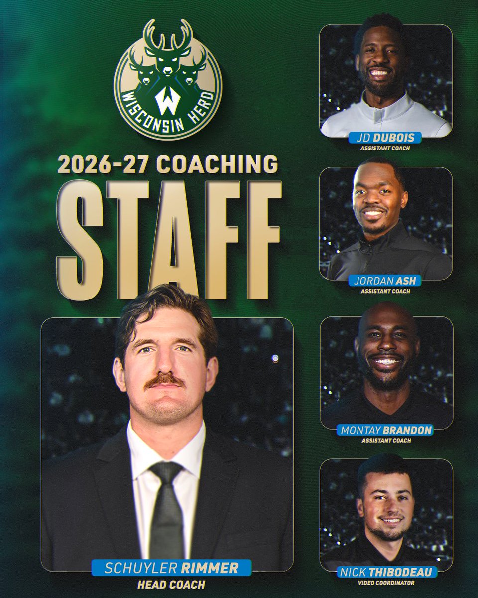 WisconsinHerd's tweet photo. Introducing the 2026-27 Wisconsin Herd coaching staff 🦌 #herdup https://t.co/rmduRXBqwA