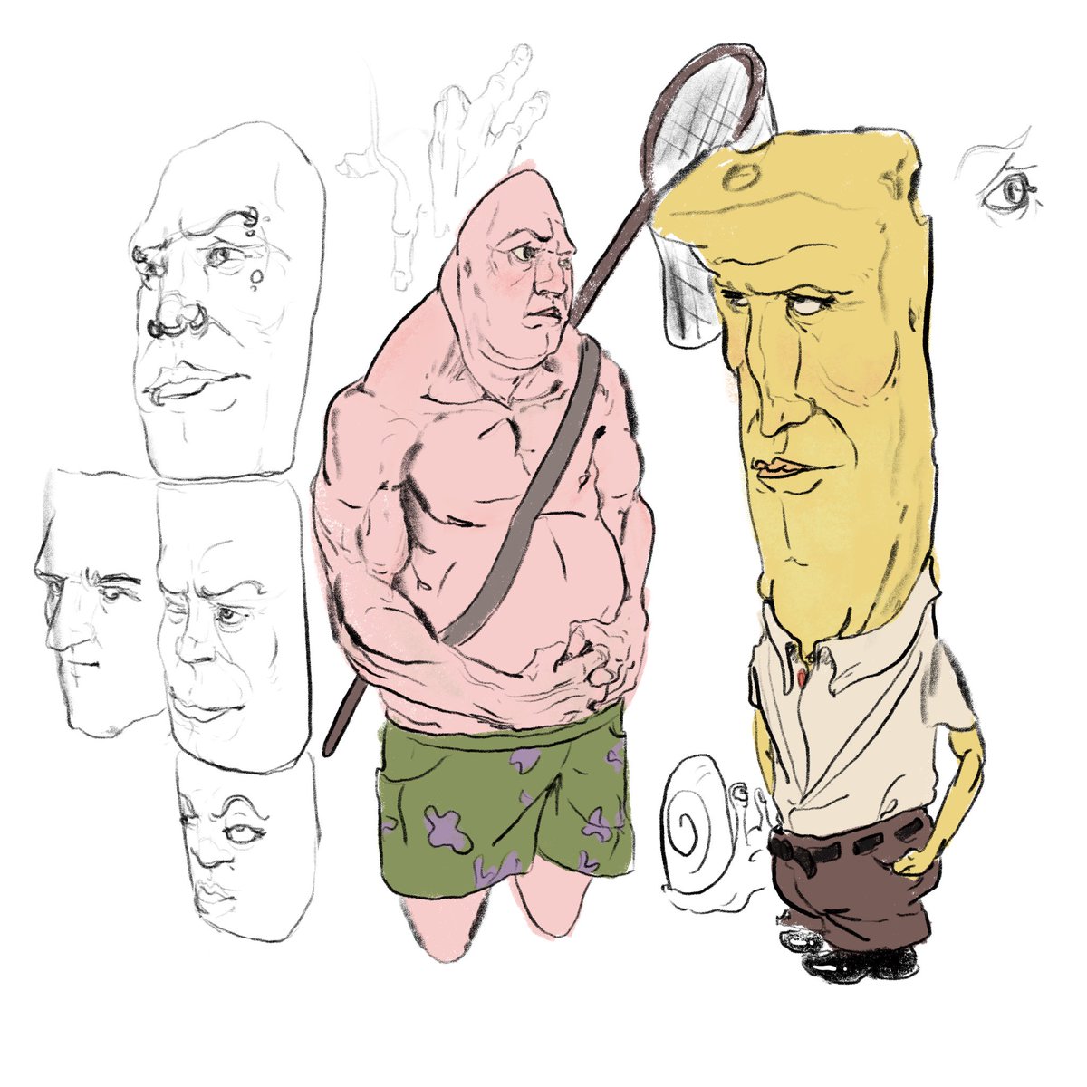 doctorphyart's tweet photo. I drew spongebob and his friend I think his name was pedro or something https://t.co/yzT73pXOyh