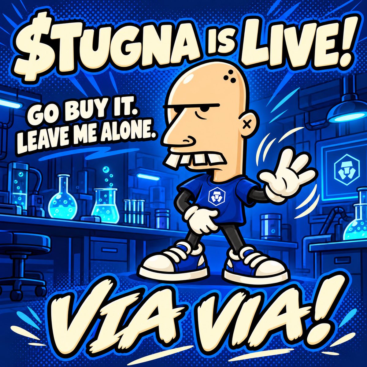 TugnaOnCronos's tweet photo. $TUGNA is doing “LAB.” 👊🏻👊🏻
We never said he was IN a lab. 😏

Bald head. Big teeth. Three holes.
Both hands? Busy.

GO BUY IT. LEAVE HIM ALONE.
VIA VIA! 🤌💨

https://t.co/3diW5TO2cb

#TUGNA https://t.co/qRGHV1k03Z