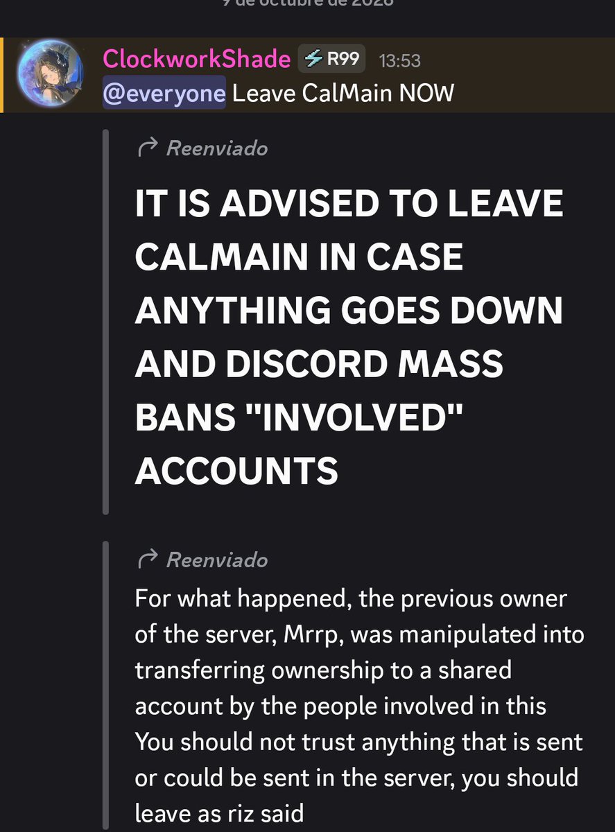 Pichuit2's tweet photo. So uh for anyone whos wondering what happened with the main calamity server https://t.co/4tp4F7c0EY