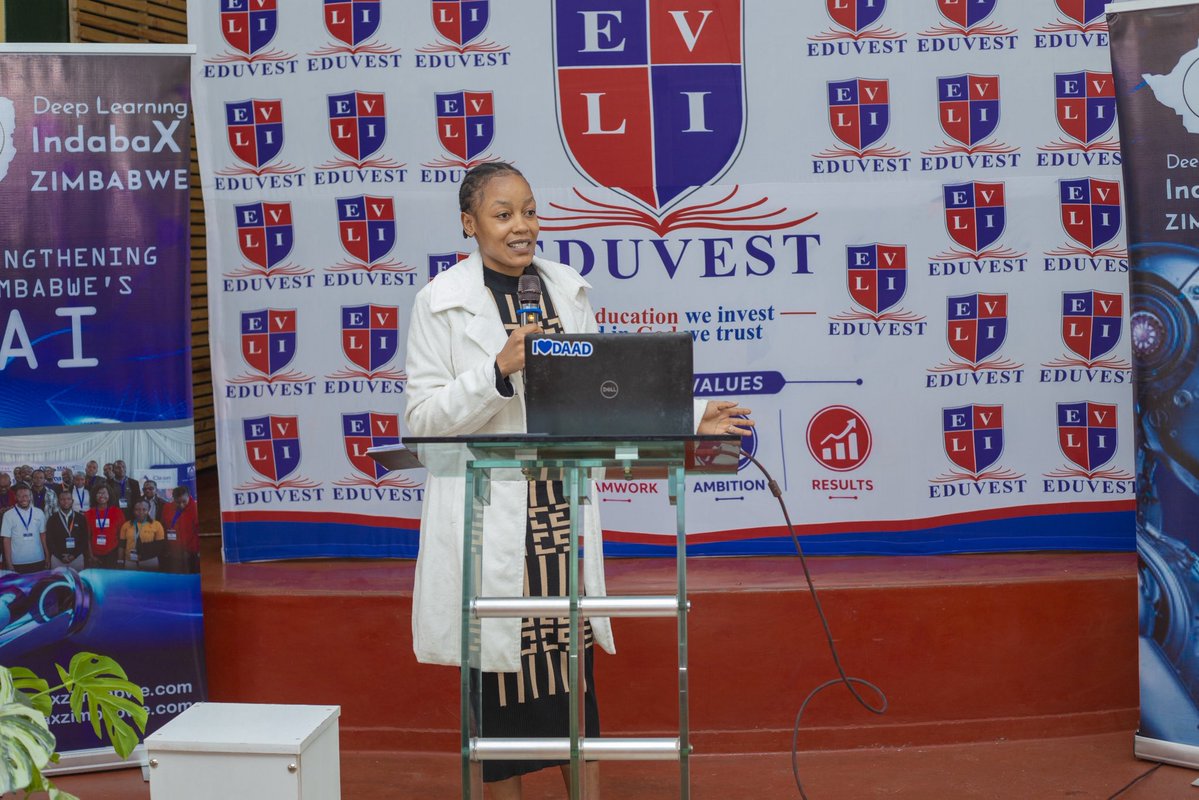 girlsintechzw's tweet photo. 💜 GITZ is proud of Anthia Moyo for representing us at the AI for Everyone Conference at Eduvest Learning Institute!

She shared insights on how students can use AI responsibly to enhance their learning, from summarising notes to preparing for exams, &amp; critical thinking. https://t.co/Yg2ls1MqSc