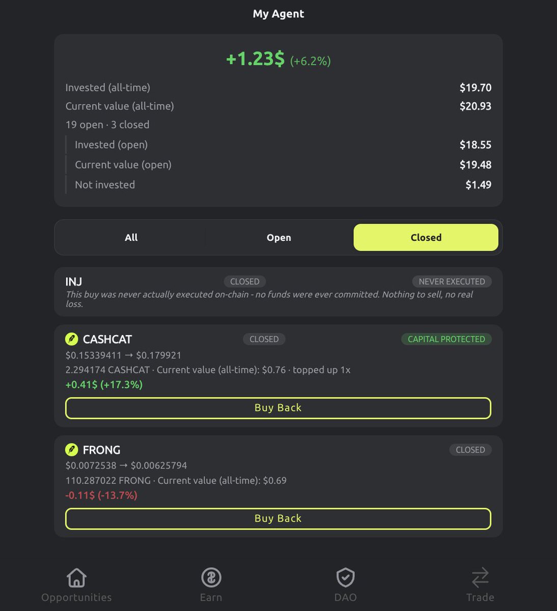 Iris_token's tweet photo. 🚀 New AI Agent Update!

You can now manually close any trade opened by your agent, either partially or completely.

You can also manually reopen a trade on a position previously closed by Stop-Loss (SL) or Take-Profit (TP).

Continuous improvement is underway. 🔥 https://t.co/3qvkRhSii4