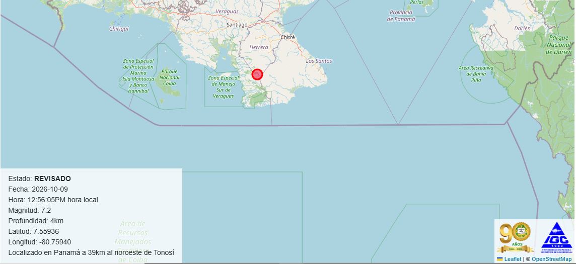 meteovenezuela1's tweet photo. Reporte Internacional #9Oct26 18:45UTC 2:45pm HLV
Panamá
Sismo
ACTUALIZACIÓN
• No hay consenso entre las agencias internacionales en cuanto a la magnitud
• Estos son los reportes:
Magnitud de Momento (Mw)
Instituto de Geociencias UP: 7.2
USGS: 7.7
EMSC: 7.9
SGC: 8 https://t.co/s0EOzyNXNm