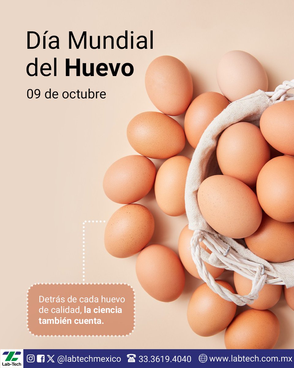 LabTechMexico's tweet photo. 🥚 En el Día Mundial del Huevo, reconocemos el papel del análisis y el control de calidad en la industria alimentaria.

La ciencia también contribuye a la inocuidad de los alimentos.

#DíaMundialDelHuevo #ControlDeCalidad https://t.co/rKy7EXEtxA