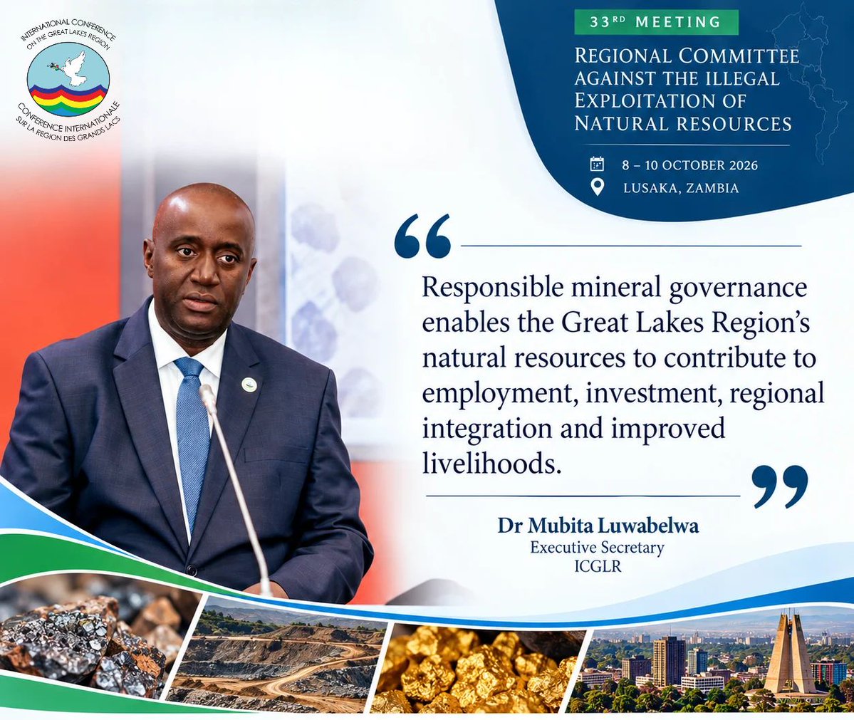 _ICGLR_'s tweet photo. Addressing the Committee, ICGLR Executive Secretary Dr Mubita Luwabelwa underscored that responsible mineral governance is essential to ensuring that the Great Lakes Region's natural resources contribute meaningfully to employment, investment, regional integration and improved livelihoods. 
In this context, he called for a comprehensive assessment of the Regional Certification Mechanism (RCM), taking stock of its achievements, implementation challenges and areas requiring improvement. He further emphasised the importance of credible third-party audits and reliable regional mineral data to strengthen transparency, accountability and evidence-based decision-making.
@UEauBurundi @IMPACTtransform #GIZ