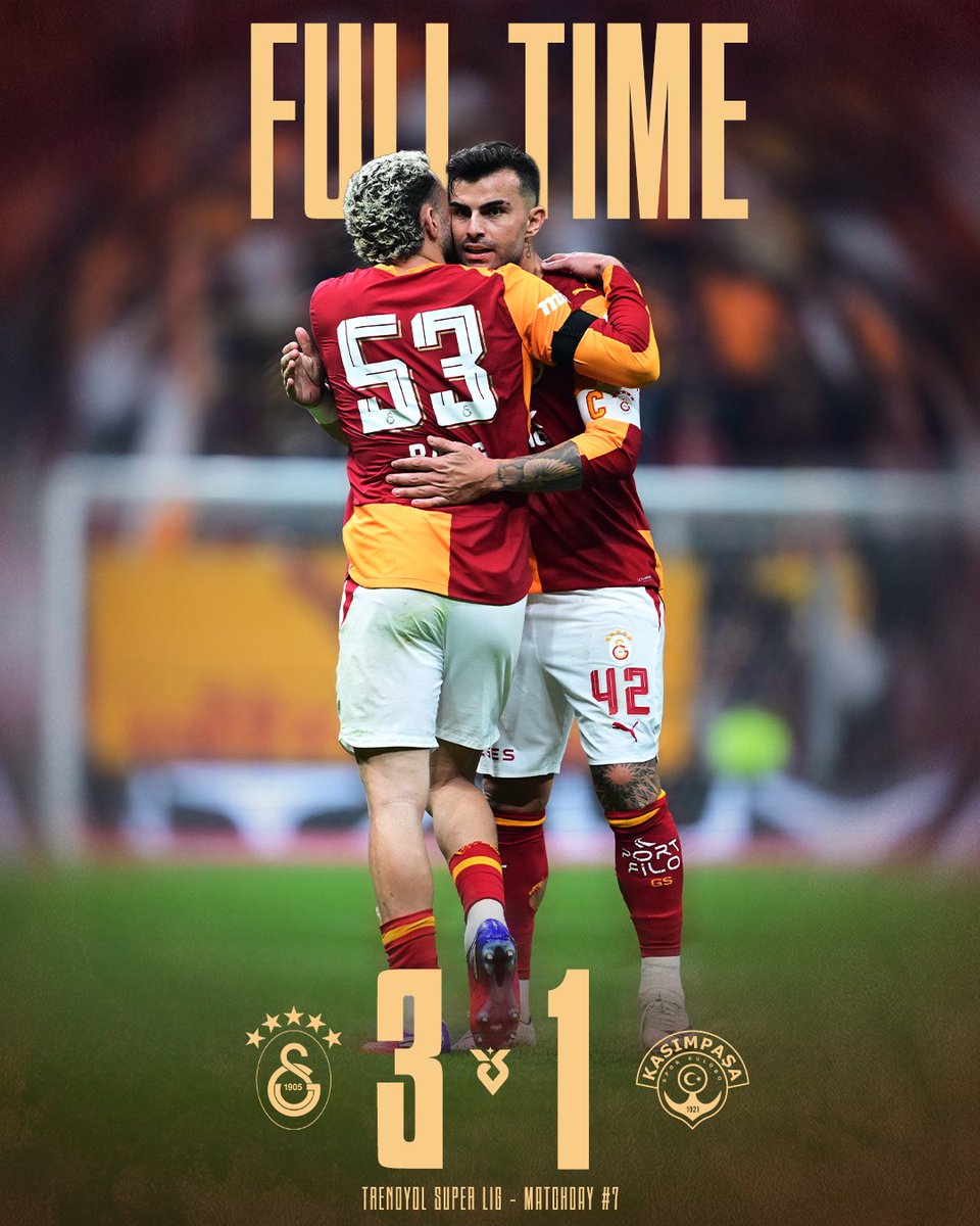Galatasaray's tweet photo. What a win from the lads, playing one man down for 25 minutes!

#GSvKAS https://t.co/Vh929QVelr