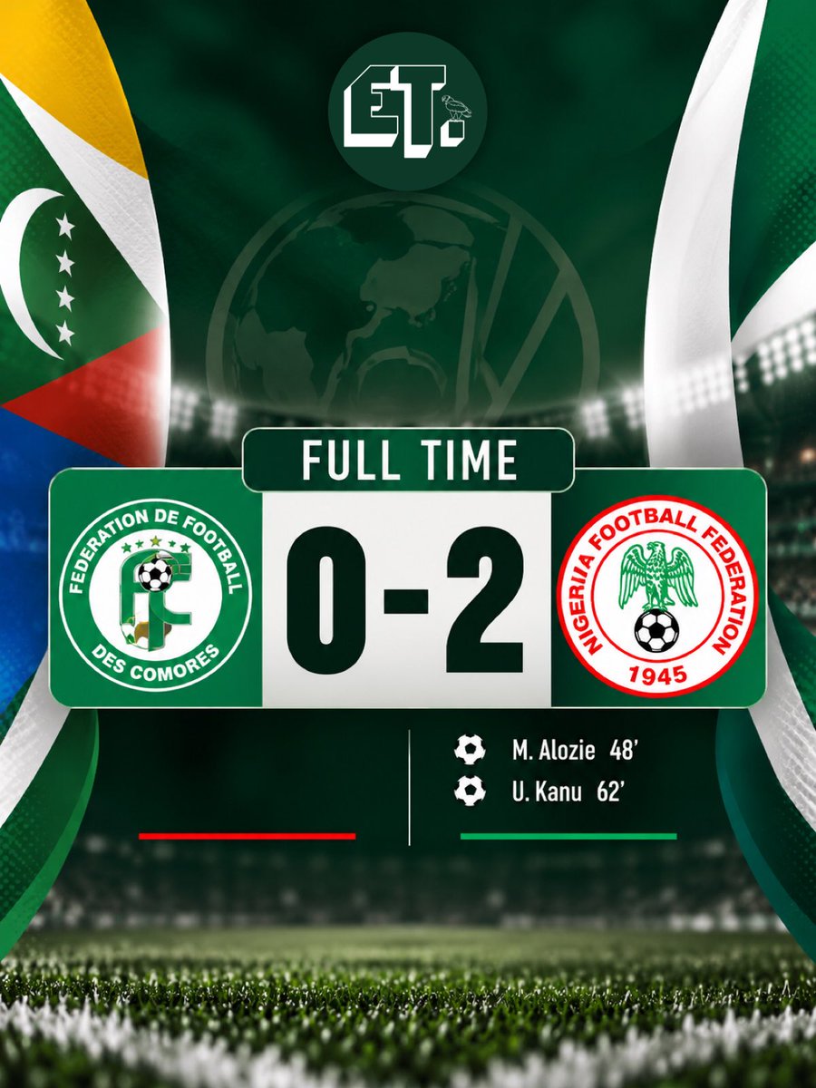 ETMediaNG's tweet photo. The Super Falcons earn a first leg victory over Comoros in the Olympics Qualifying second round.
What did you think of the performance? Whoβs your Falcon of the match?
#COMNGA https://t.co/xfNOWR1lOC