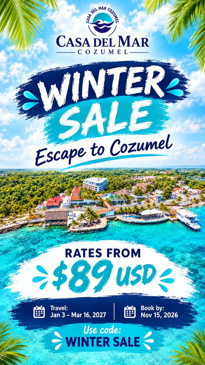 CzmHotels's tweet photo. Planea tu próxima escapada a Cozumel y disfruta tarifas especiales desde $89 USD por noche. Reserva antes del 15 de noviembre y aprovecha esta promoción de invierno.

https://t.co/16ukYnqz41 https://t.co/TeL3oOWExw