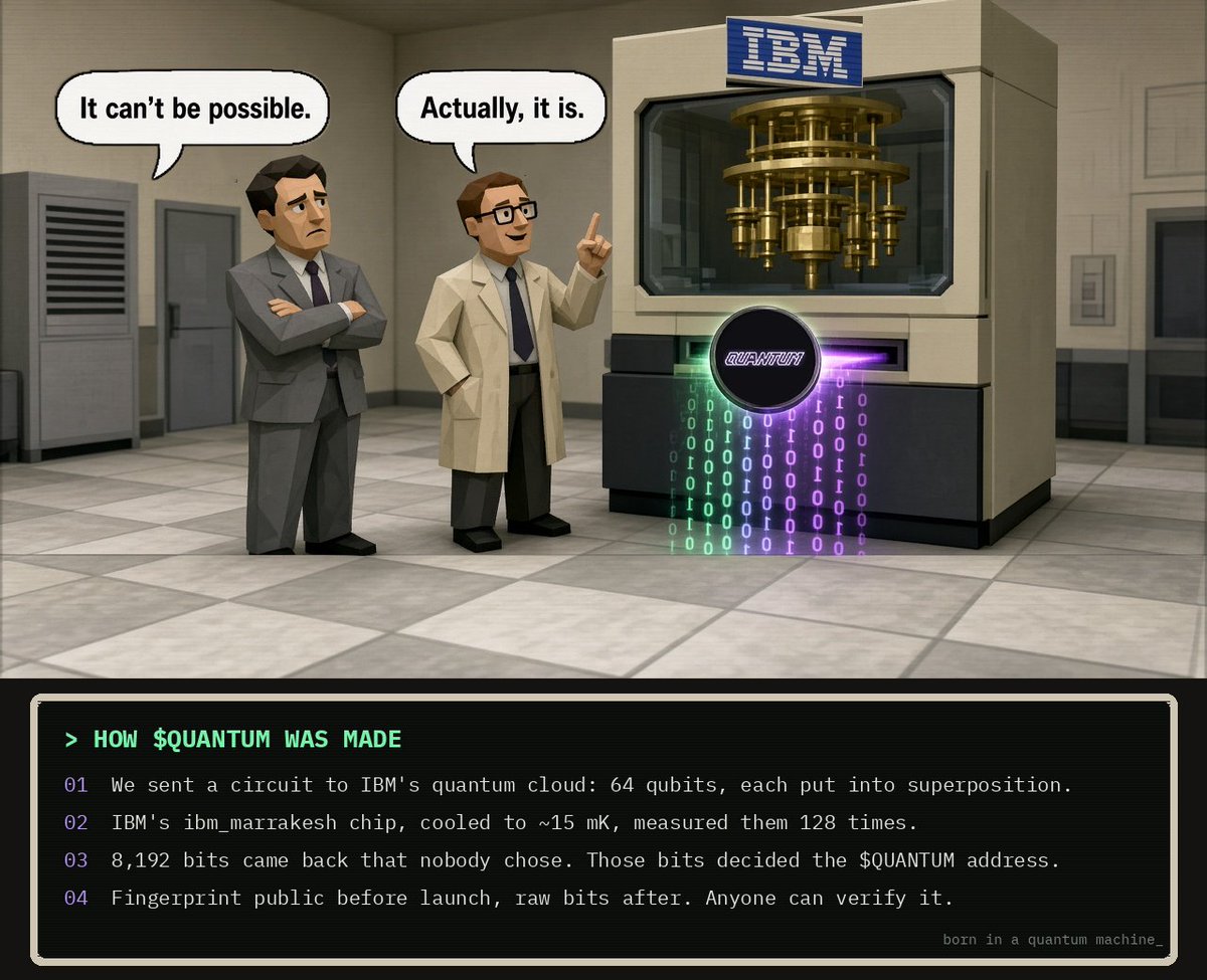 QuantumCoin_sol's tweet photo. Yes, $QUANTUM was born on Quantum Compute via @IBM https://t.co/hw7bOmAJBq