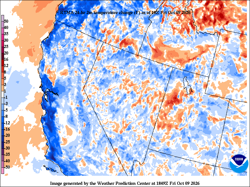 NWSBayArea's tweet photo. What a difference a day makes... with a trough coming into the region temperatures are running 5 to 20 degrees cooler than this time yesterday. #CAwx https://t.co/VfjgmzjAY6