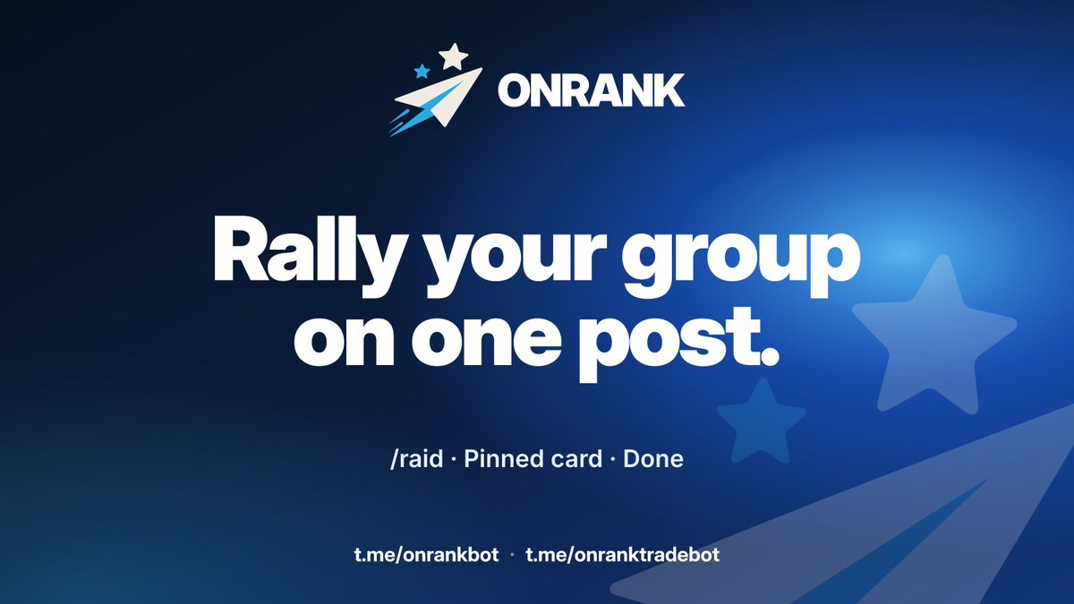 OnRankBot's tweet photo. Rally your group on one post.

/raid plus the link and the targets. The card closes when the goal is hit.

https://t.co/yNfUG0GbjL https://t.co/XDNVQSPBzC